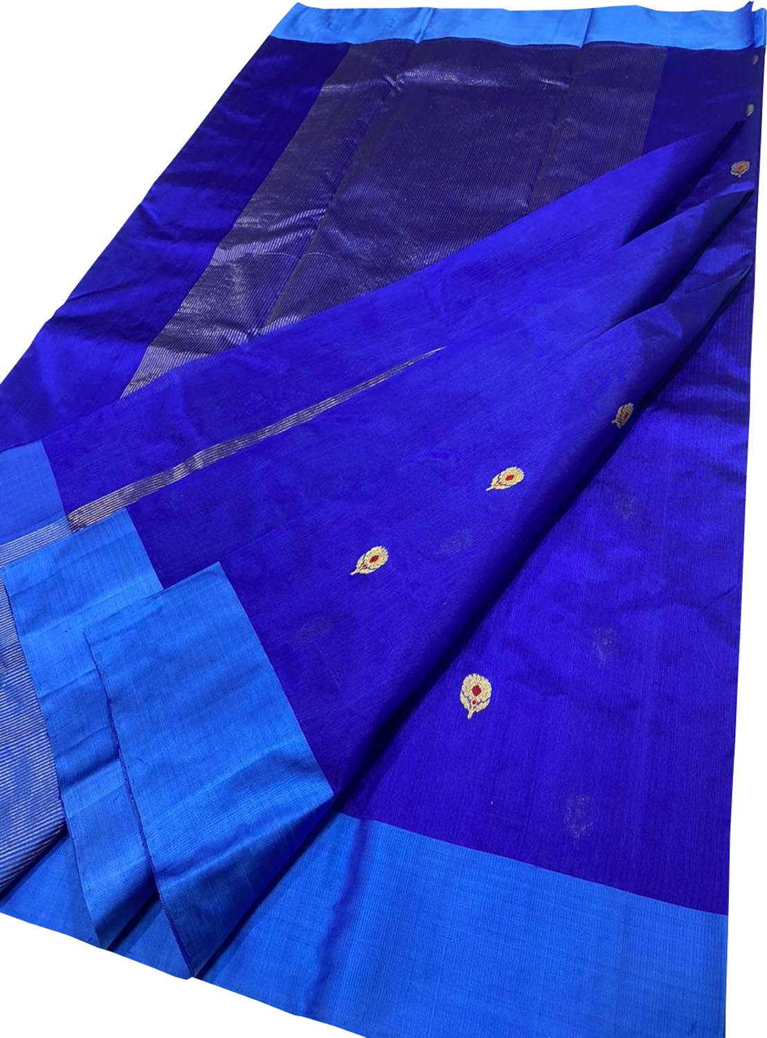Blue Chanderi Handloom Pure Silk Saree - Luxurion World