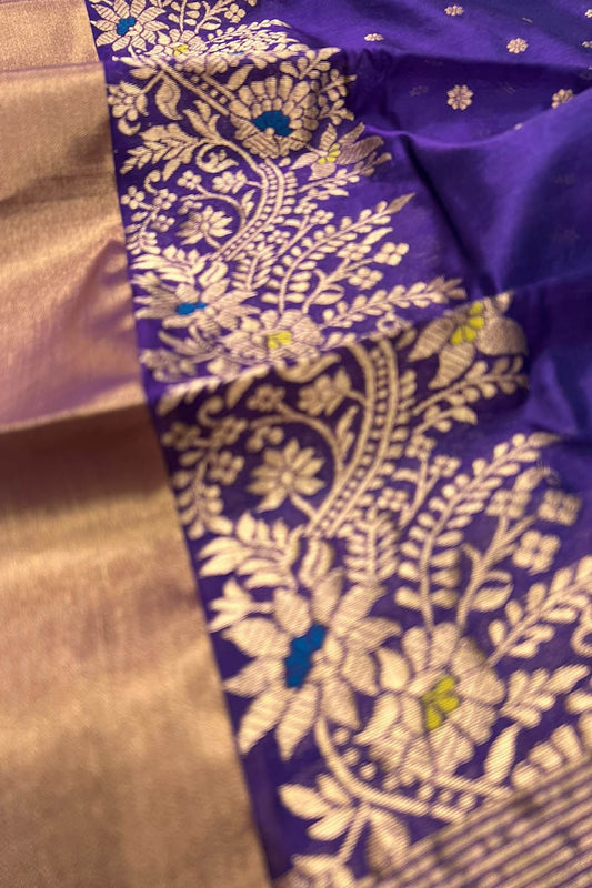 Blue Chanderi Handloom Pure Silk Saree - Luxurion World