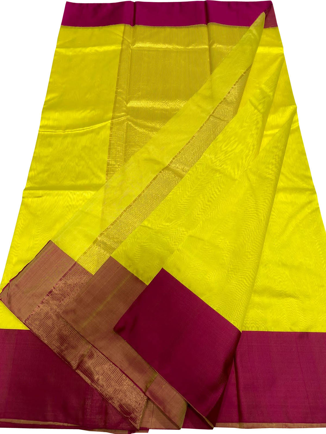 Yellow Chanderi Handloom Pure Silk Saree - Luxurion World