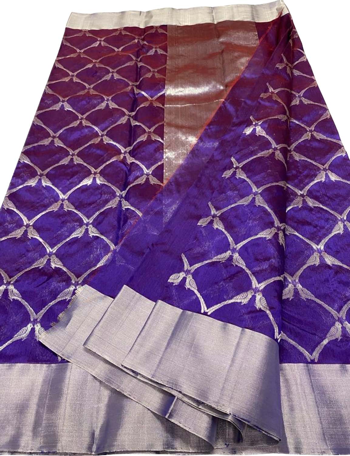 Purple Chanderi Handloom Pure Silk Saree - Luxurion World