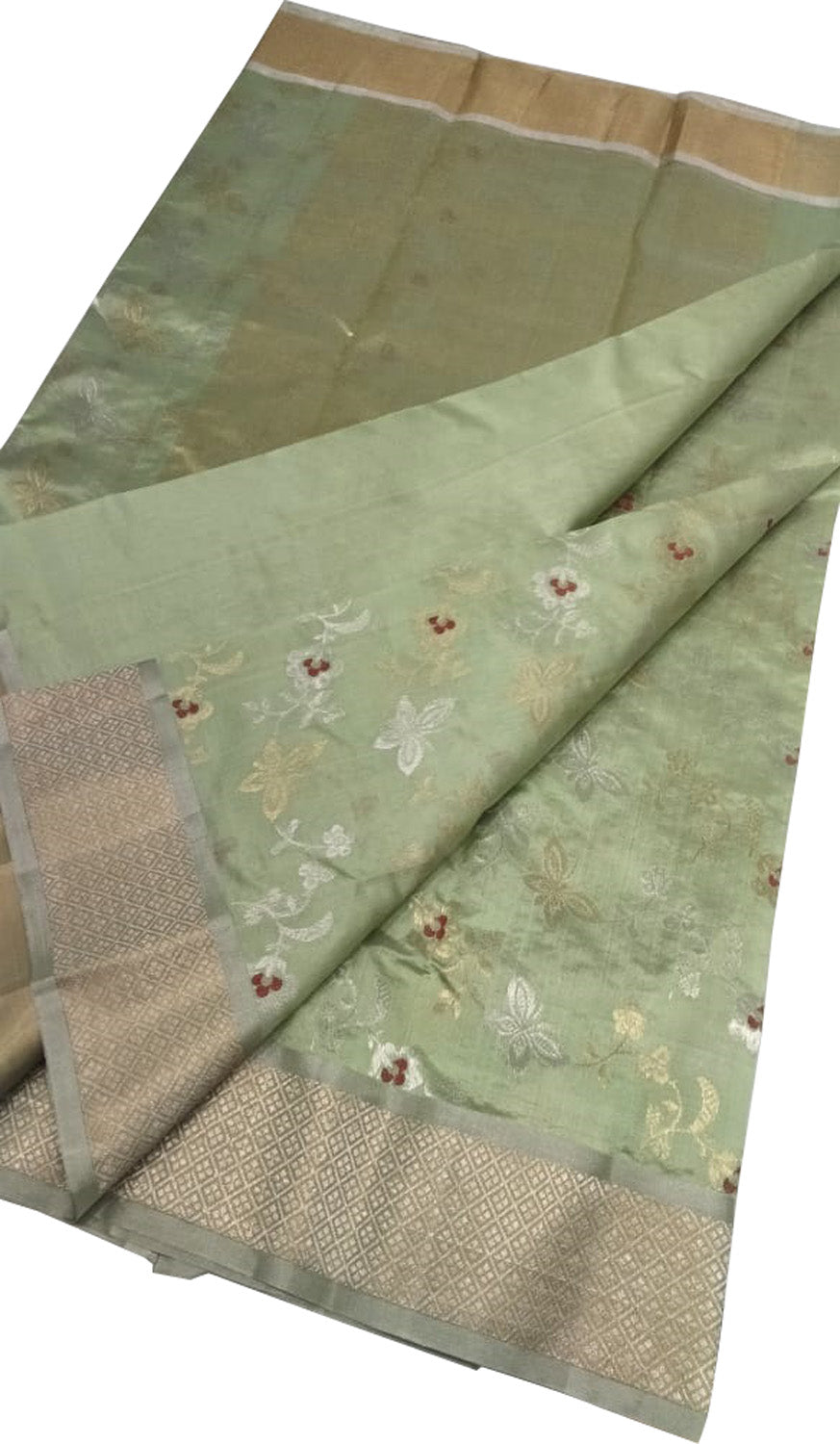 Green Chanderi Handloom Pure Silk Saree - Luxurion World