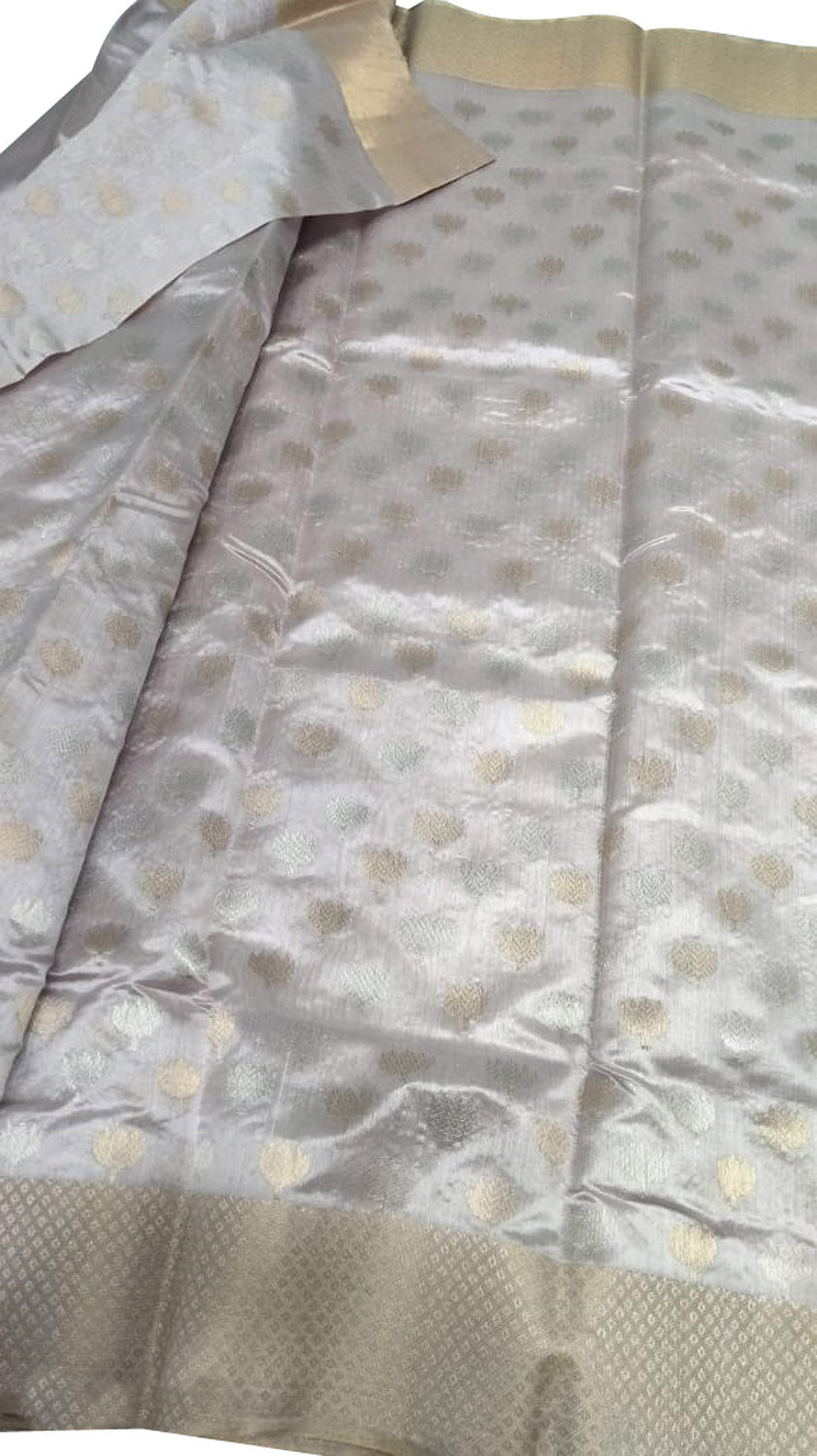 Light Pink Chanderi Handloom Pure Silk Saree - Luxurion World