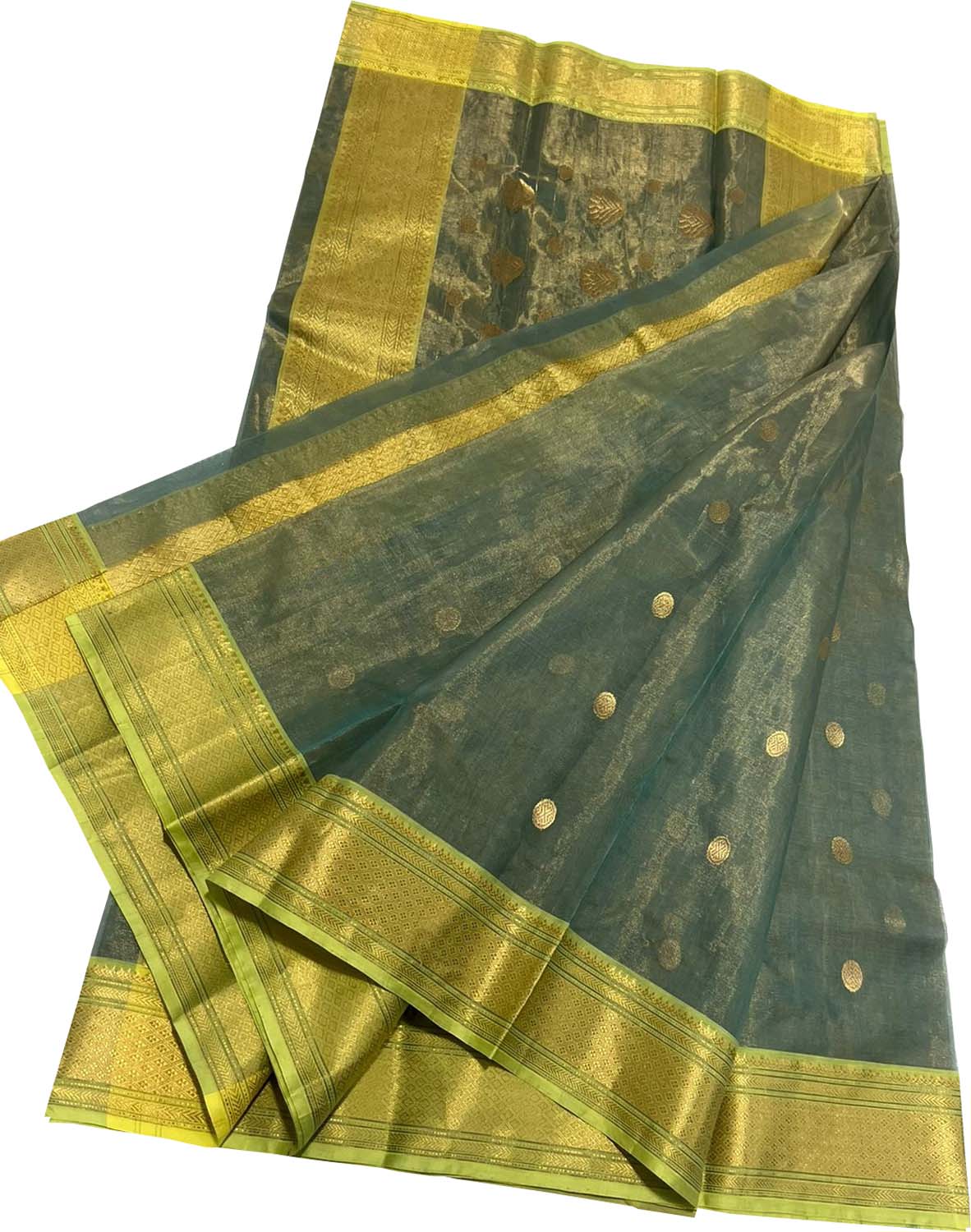Blue Chanderi Handloom Pure Tissue Katan Silk Saree - Luxurion World