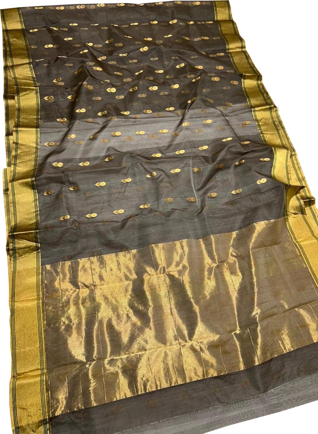 Black Chanderi Handloom Pure Silk Saree - Luxurion World
