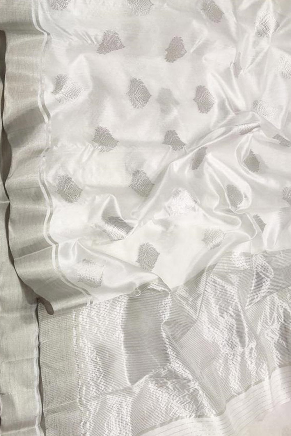 Off White Chanderi Handloom Pure Silk Saree - Luxurion World