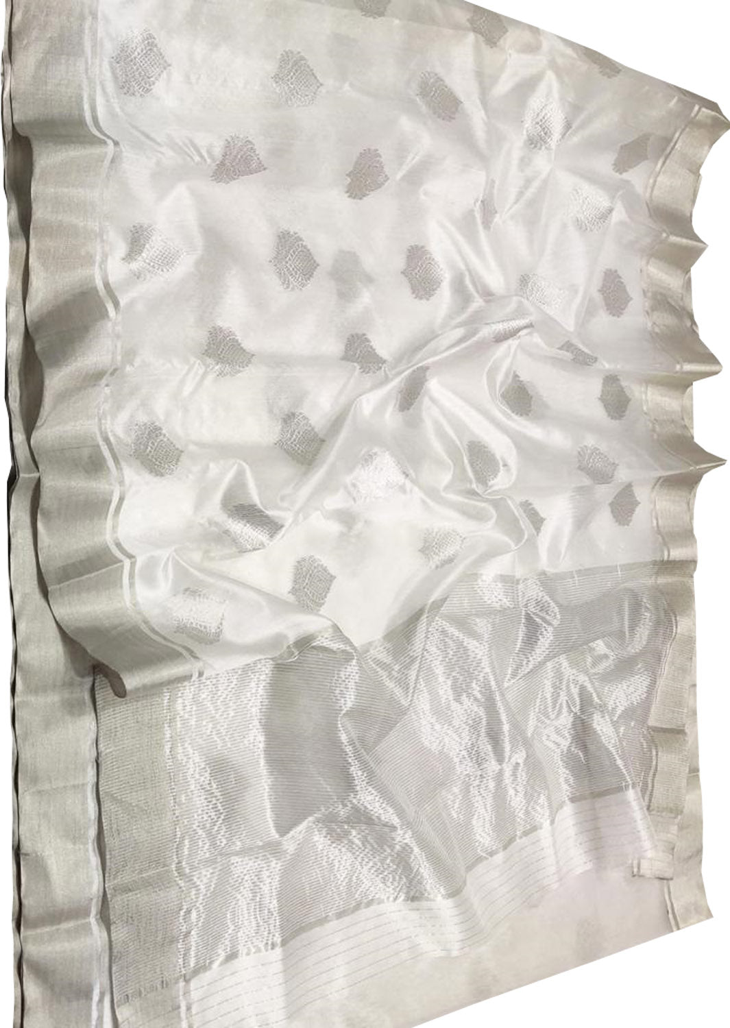 Off White Chanderi Handloom Pure Silk Saree - Luxurion World