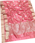 Pink Chanderi Handloom Pure Silk Saree - Luxurion World