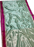 Blue Chanderi Handloom Pure Silk Saree - Luxurion World