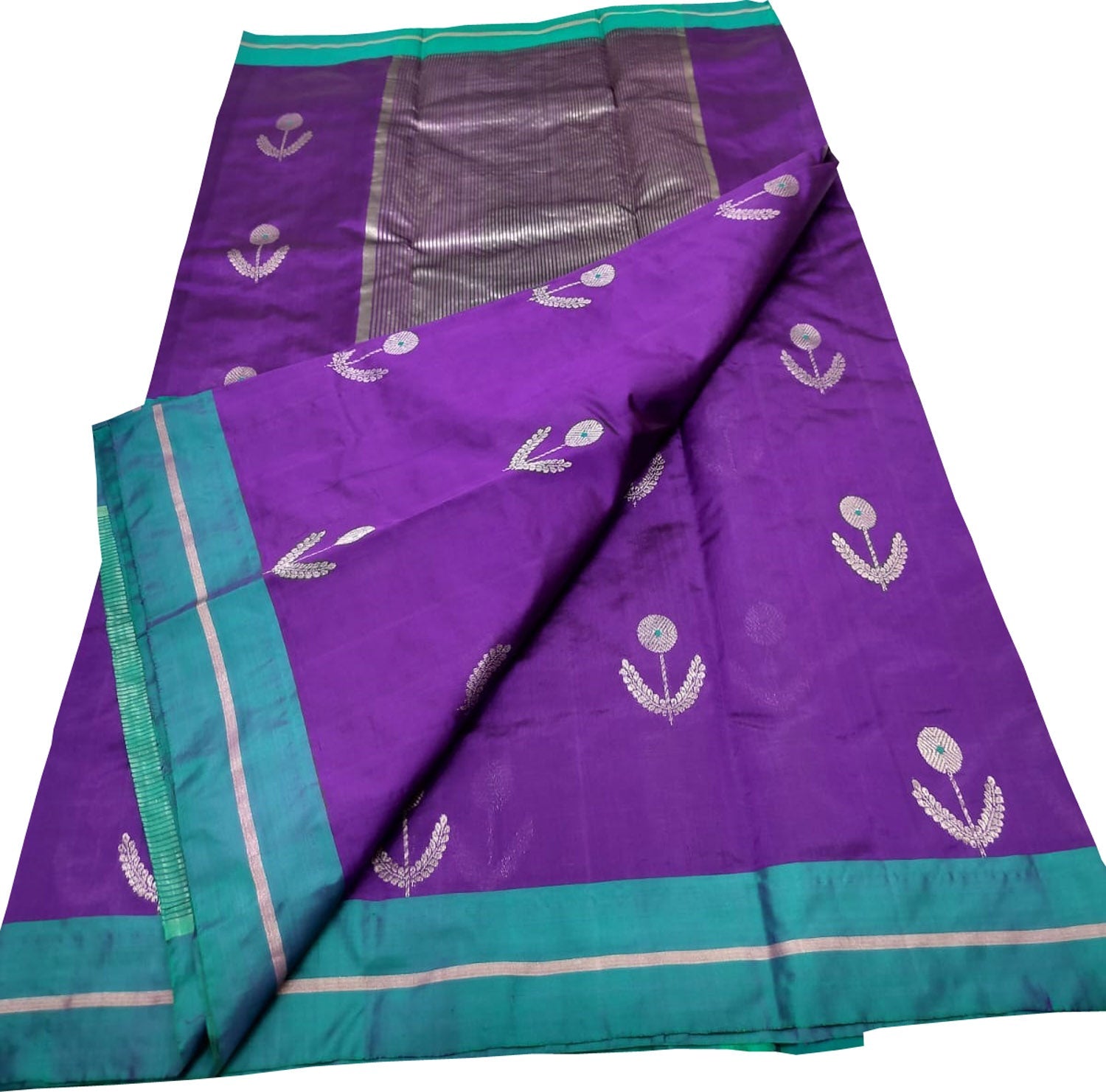 Purple Chanderi Handloom Pure Silk Saree - Luxurion World
