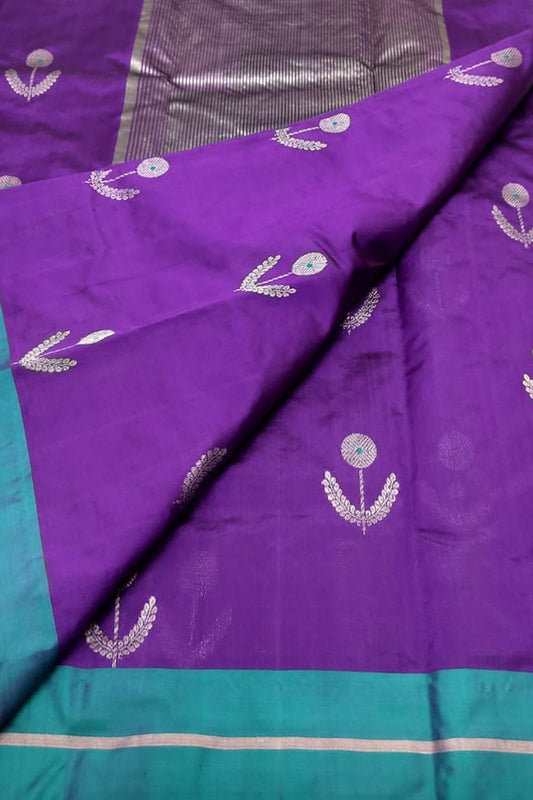 Purple Chanderi Handloom Pure Silk Saree - Luxurion World
