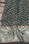 Black Chanderi Handloom Pure Silk Saree - Luxurion World
