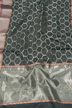 Black Chanderi Handloom Pure Silk Saree - Luxurion World