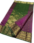 Purple Chanderi Handloom Pure Katan Silk Saree - Luxurion World
