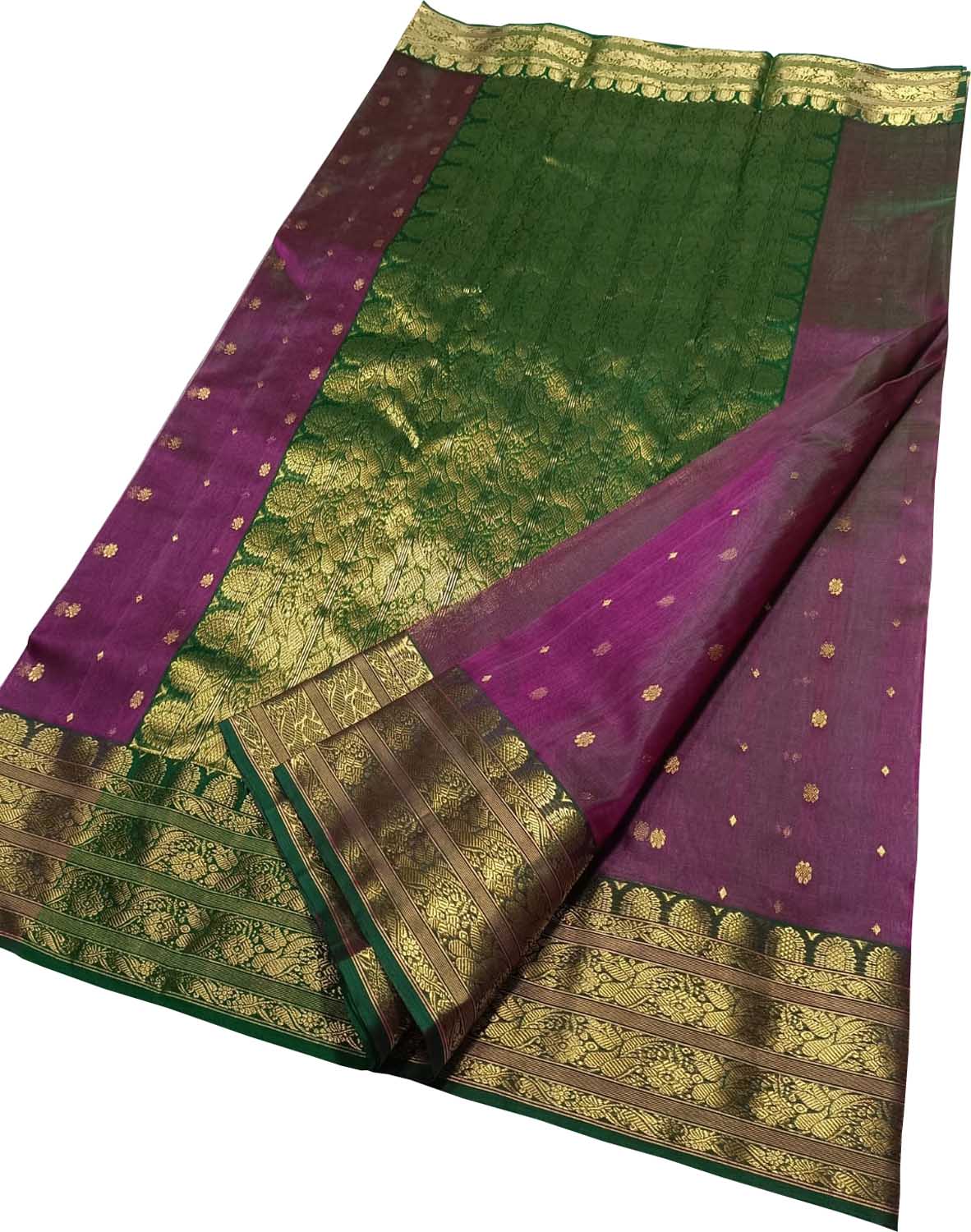 Purple Chanderi Handloom Pure Katan Silk Saree - Luxurion World