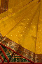 Yellow Chanderi Handloom Pure Silk Small Booti Design Saree - Luxurion World