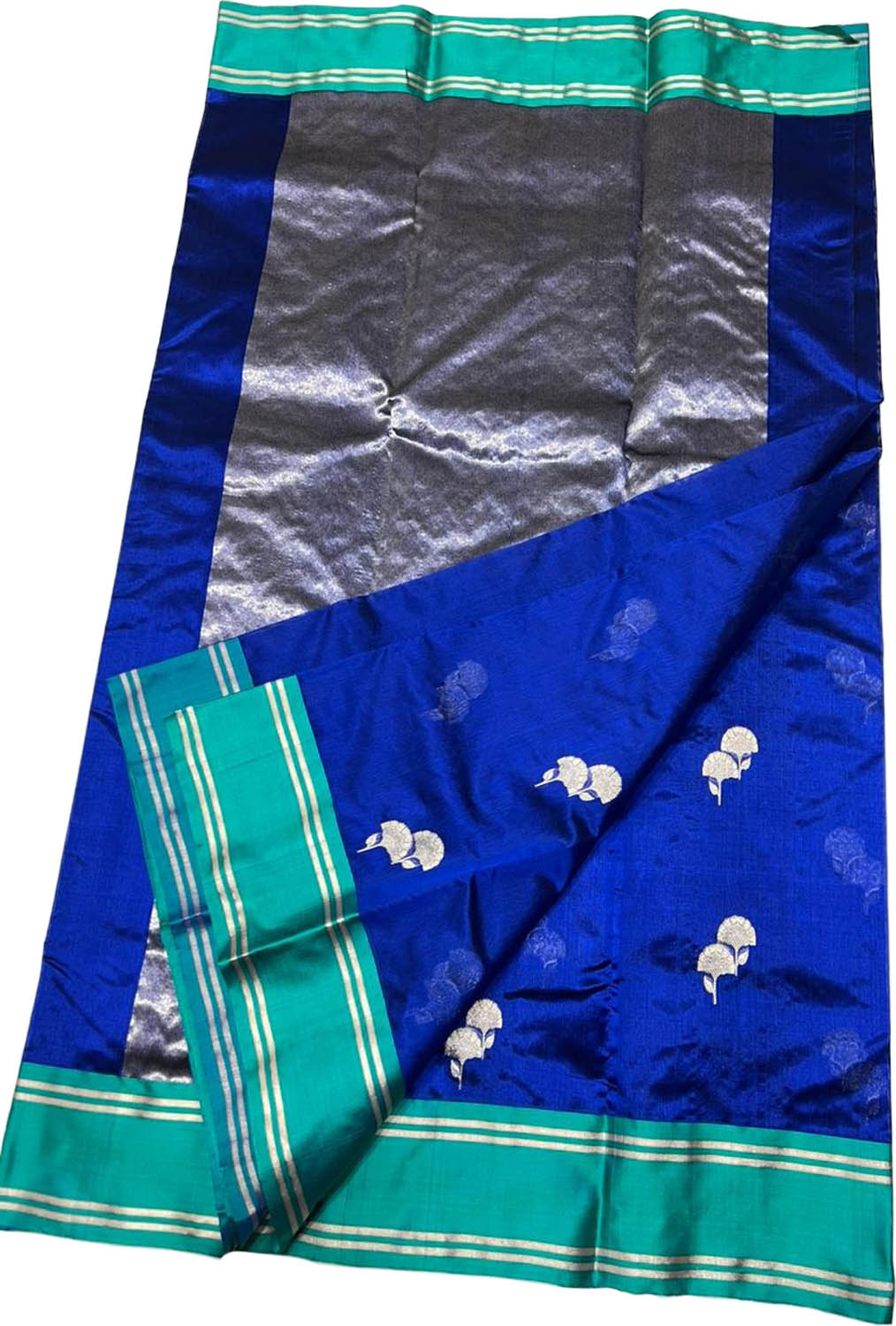 Blue Chanderi Handloom Pure Silk Saree - Luxurion World