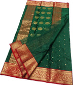 Green Chanderi Handloom Pure Katan Silk Saree - Luxurion World