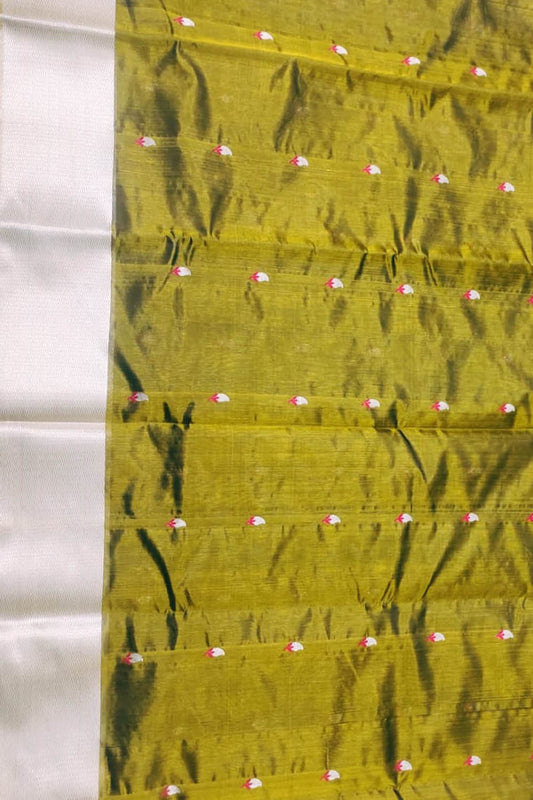 Green Chanderi Handloom Pure Silk Saree - Luxurion World