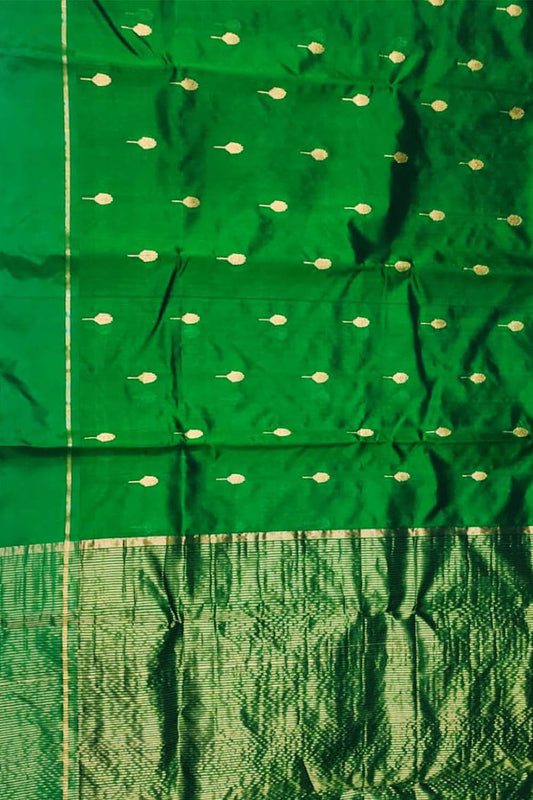 Green Chanderi Handloom Pure Silk Saree - Luxurion World