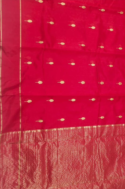 Pink Chanderi Handloom Pure Silk Saree - Luxurion World