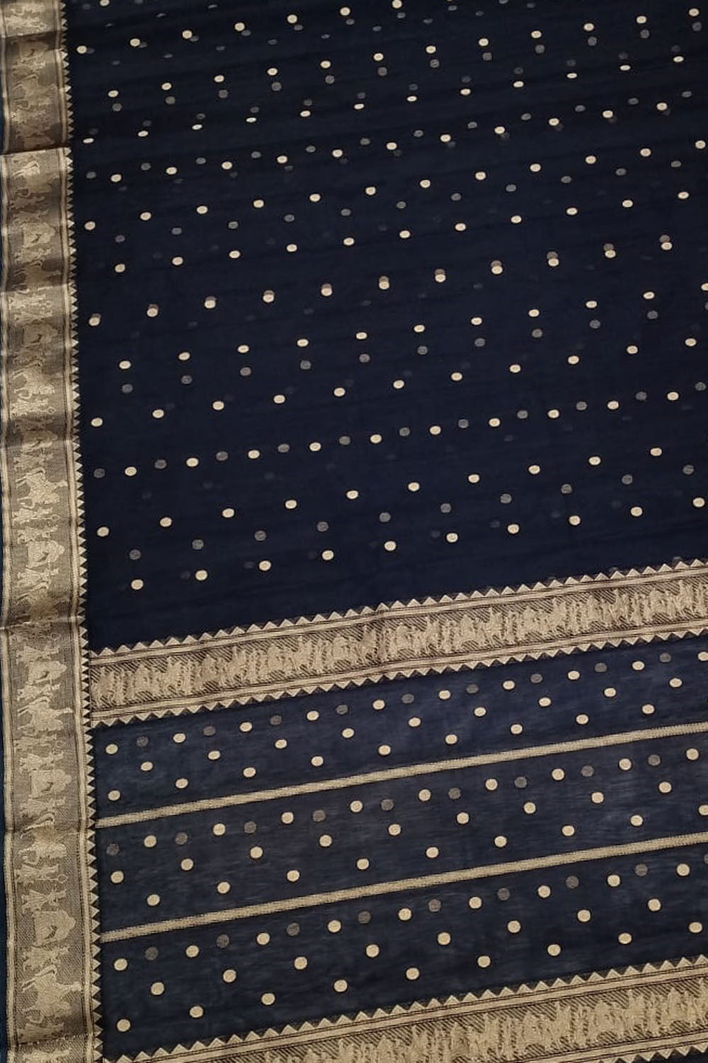 Black Chanderi Handloom Pure Katan Silk Saree - Luxurion World