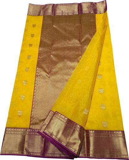 Yellow Chanderi Handloom Pure Katan Silk Saree