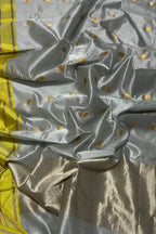 Silver Chanderi Handloom Pure Silk Saree - Luxurion World