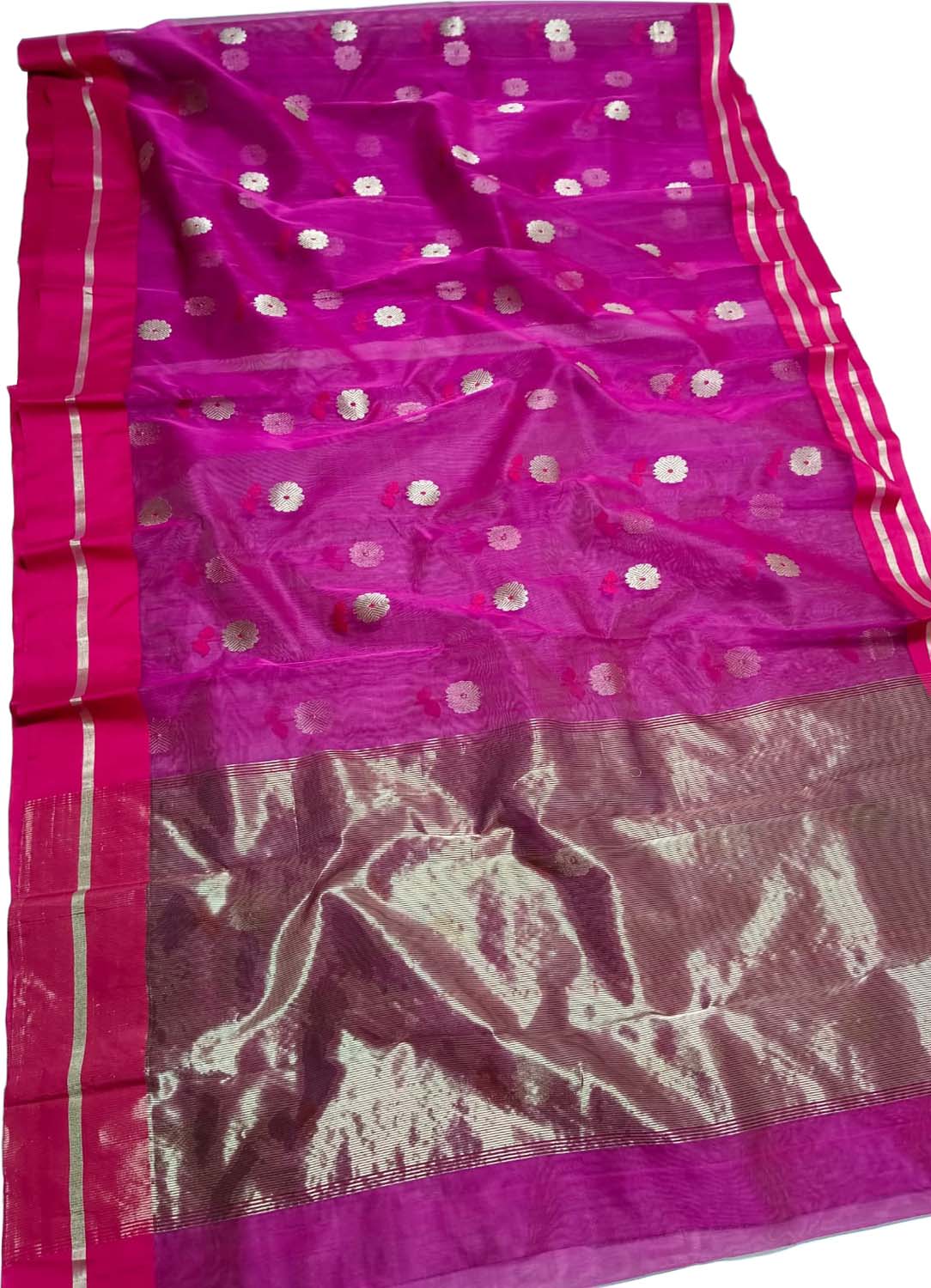 Elegant Pink Chanderi Handloom Pure Katan Silk Saree - Luxurion World