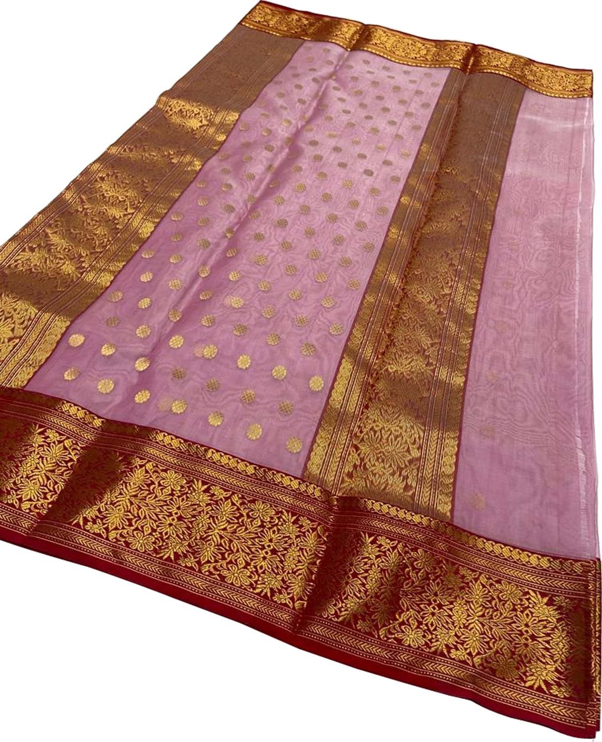 Elegant Pink Chanderi Handloom Pure Katan Silk Saree - Luxurion World