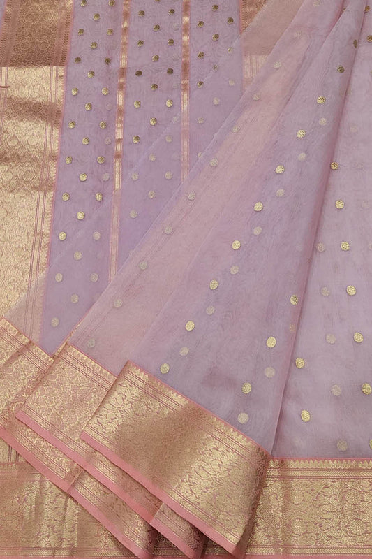 Elegant Pink Chanderi Handloom Pure Katan Silk Saree - Luxurion World