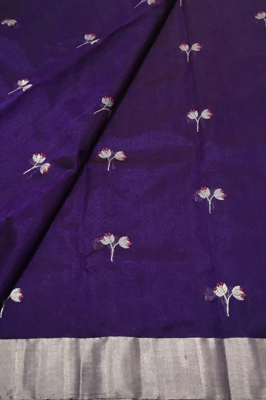 Regal Charm: Elegant Purple Chanderi Handloom Silk Saree, a Timeless Classic - Luxurion World