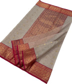 Off White Chanderi Handloom Pure Katan Silk Saree - Luxurion World