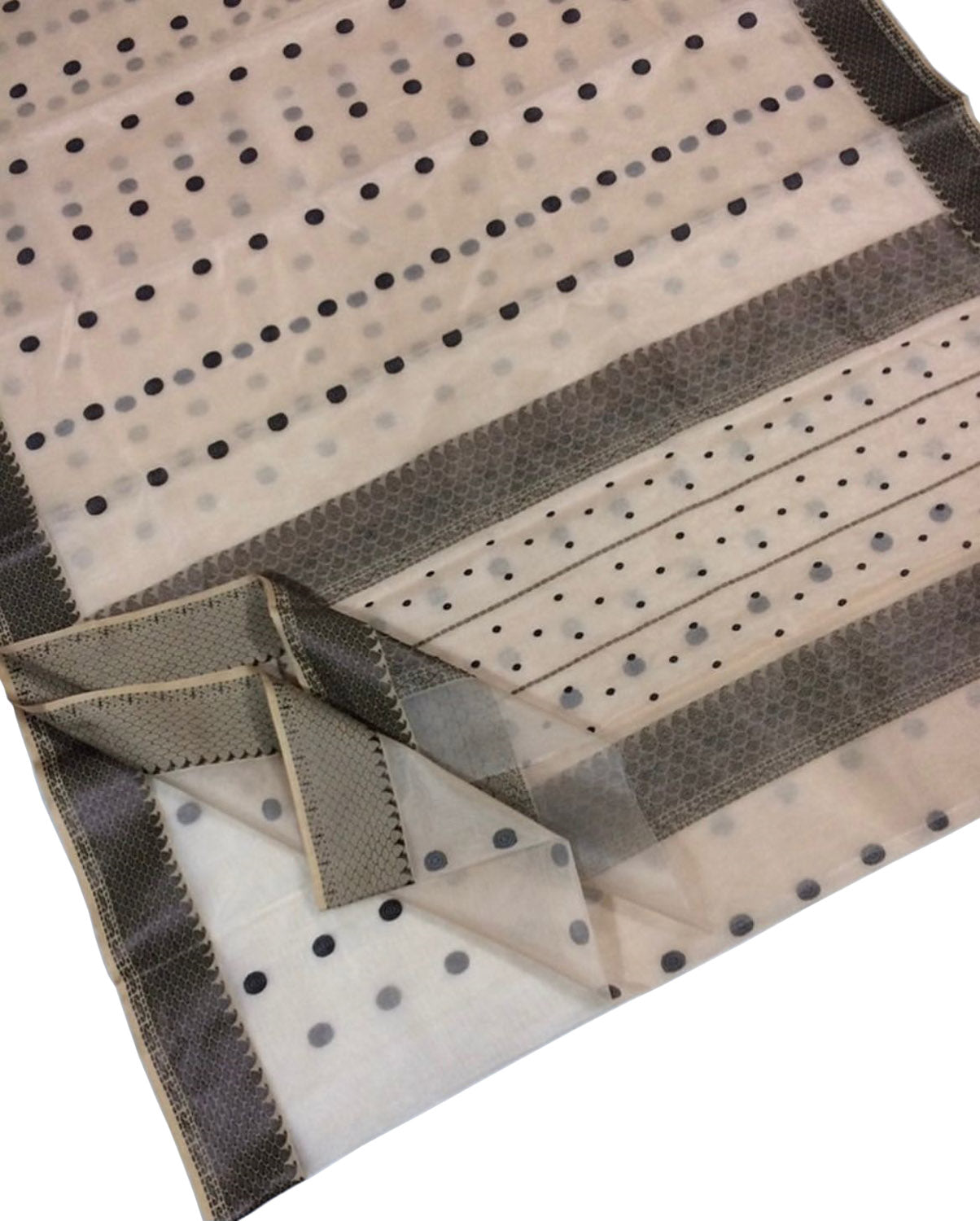 Elegant Off White Chanderi Handloom Pure Katan Silk Saree - Luxurion World