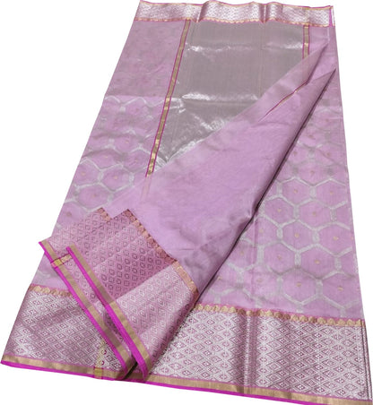 Elegant Pink Chanderi Handloom Pure Silk Saree: A Timeless Classic - Luxurion World