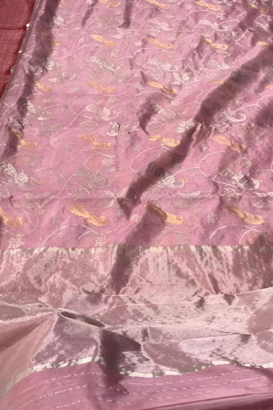 Elegant Pink Chanderi Handloom Silk Saree: A Timeless Classic