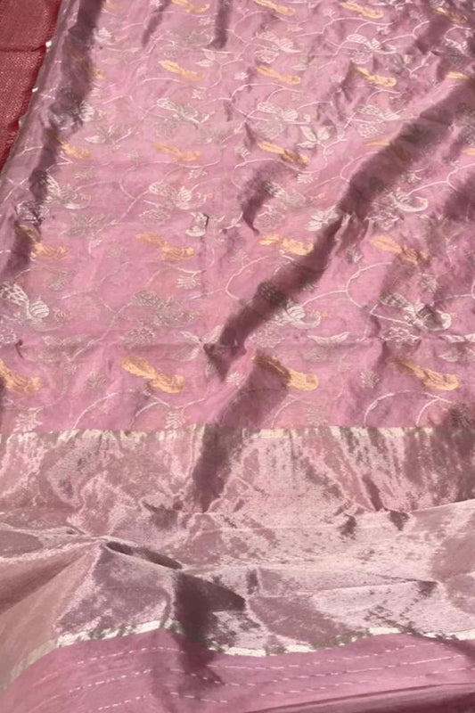 Elegant Pink Chanderi Handloom Silk Saree: A Timeless Classic - Luxurion World