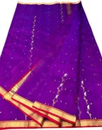 Purple Chanderi Handloom Pure Katan Silk Saree - Luxurion World