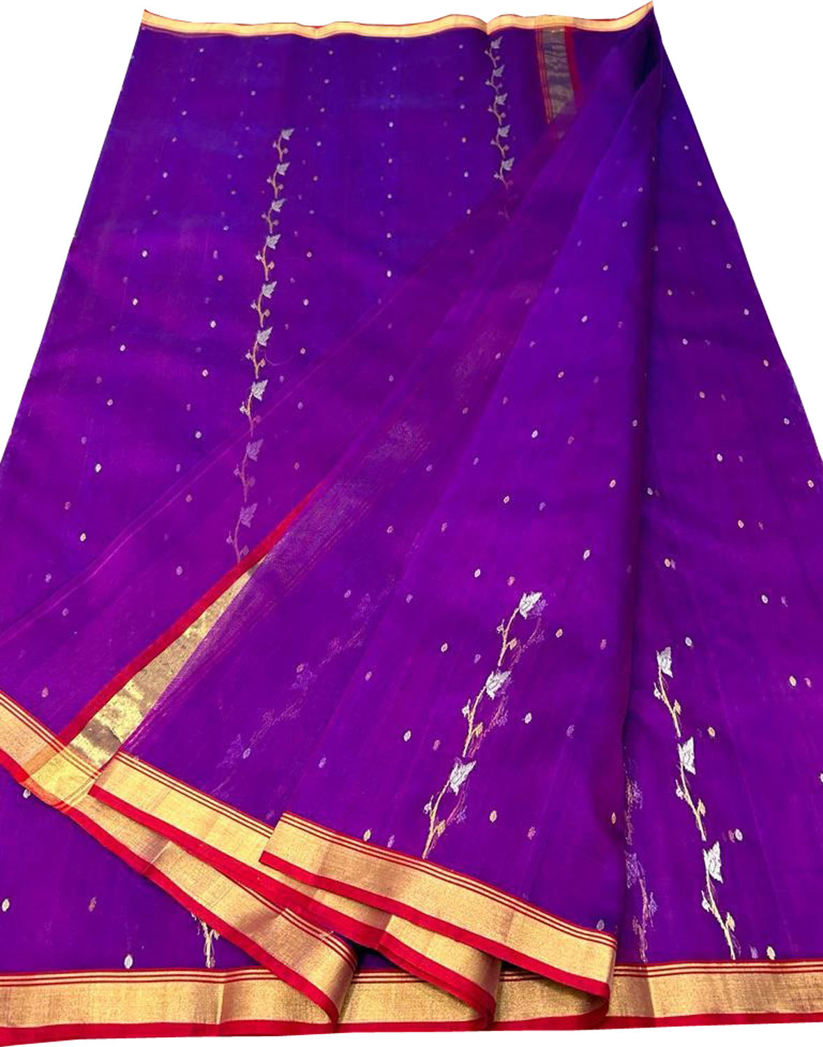 Purple Chanderi Handloom Pure Katan Silk Saree - Luxurion World