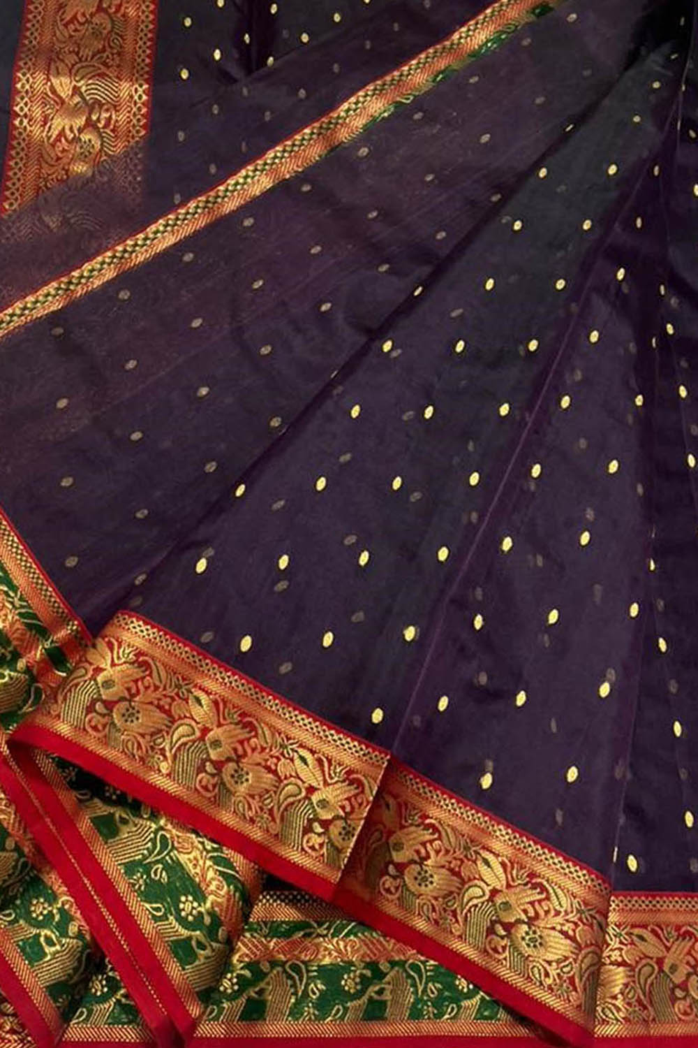 Elegant Purple Chanderi Handloom Pure Katan Silk Saree - Luxurion World