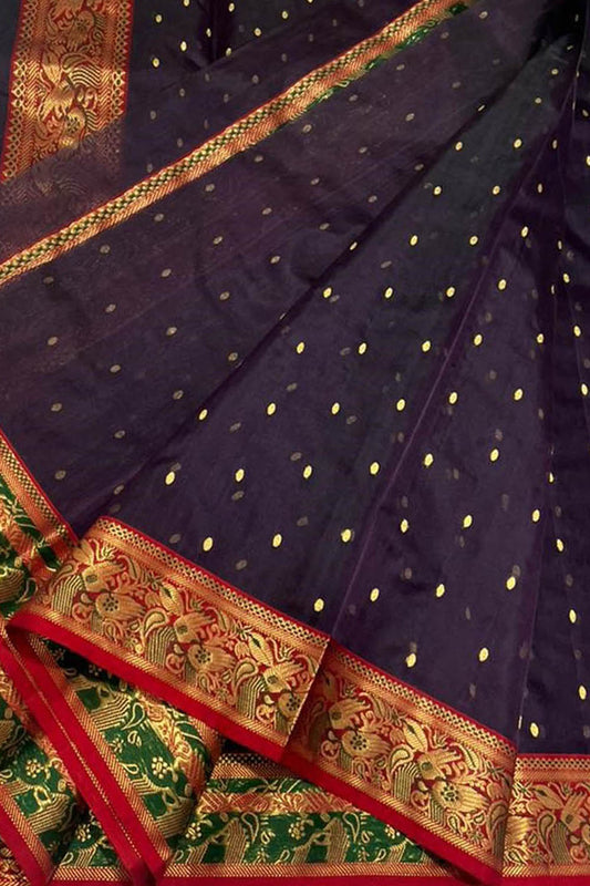 Elegant Purple Chanderi Handloom Pure Katan Silk Saree - Luxurion World