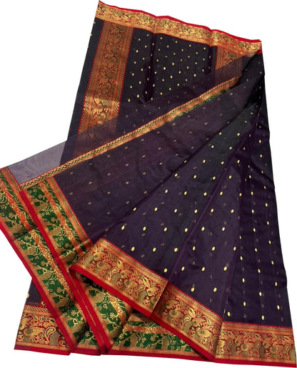 Elegant Purple Chanderi Handloom Pure Katan Silk Saree - Luxurion World