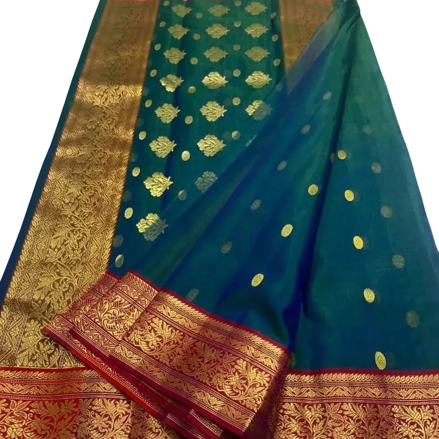 Elegant Blue Chanderi Handloom Pure Katan Silk Saree - Luxurion World