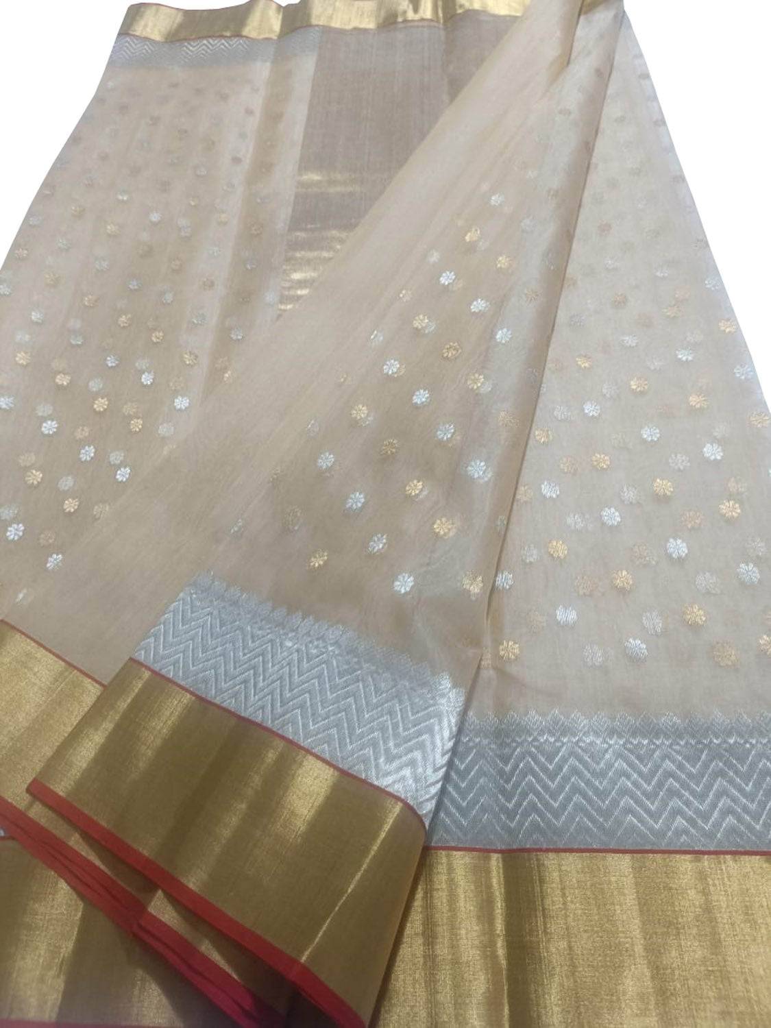 Elegant Pastel Chanderi Handloom Pure Katan Silk Saree - Luxurion World