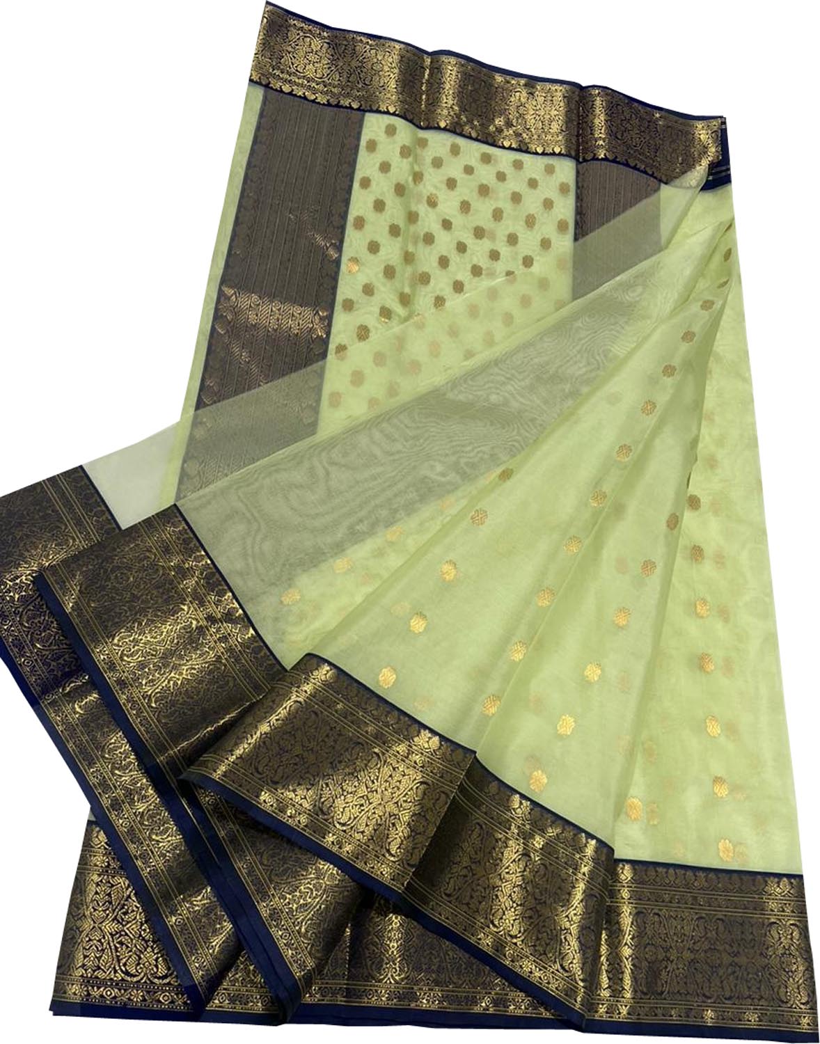 Elegant Green Chanderi Handloom Pure Katan Silk Saree - Luxurion World