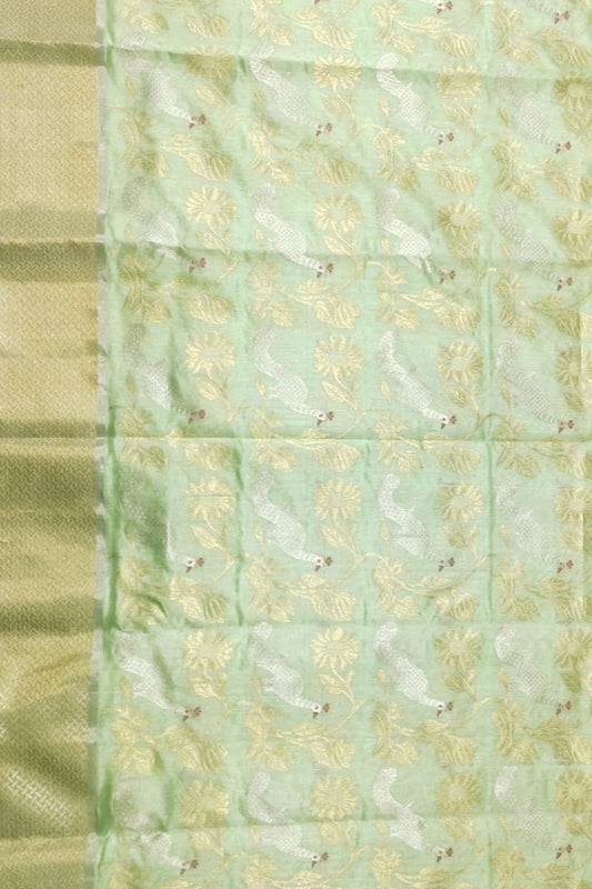 Exquisite Green Chanderi Handloom Pure Silk Saree: A Timeless Elegance