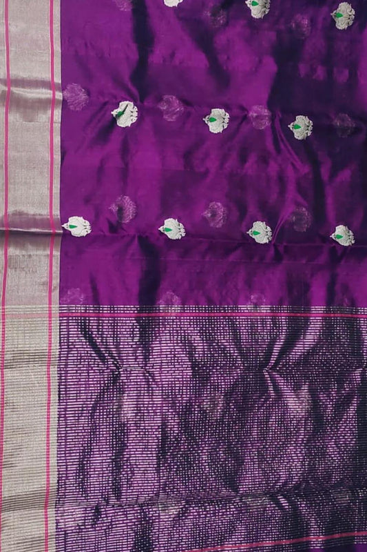 Elegant Purple Chanderi Handloom Silk Saree: A Timeless Classic - Luxurion World