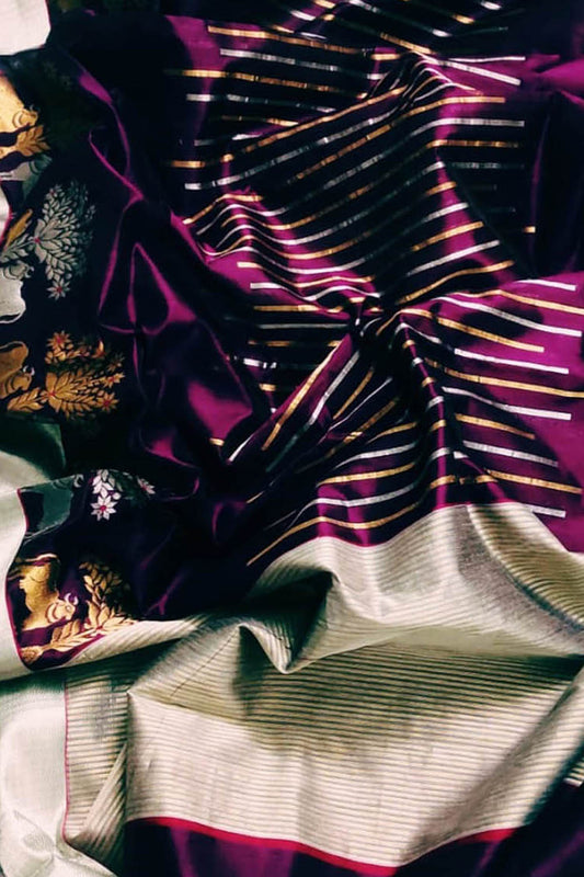 Elegant Purple Chanderi Handloom Silk Saree: A Timeless Classic - Luxurion World
