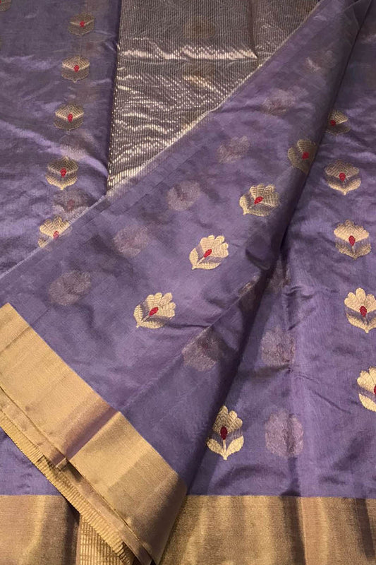 Elegant Purple Chanderi Handloom Silk Saree: A Timeless Classic - Luxurion World