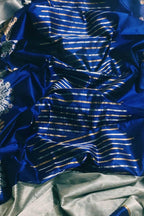 Elegant Blue Chanderi Handloom Silk Cow Design Saree: A Timeless Classic - Luxurion World