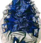 Elegant Blue Chanderi Handloom Silk Cow Design Saree: A Timeless Classic - Luxurion World